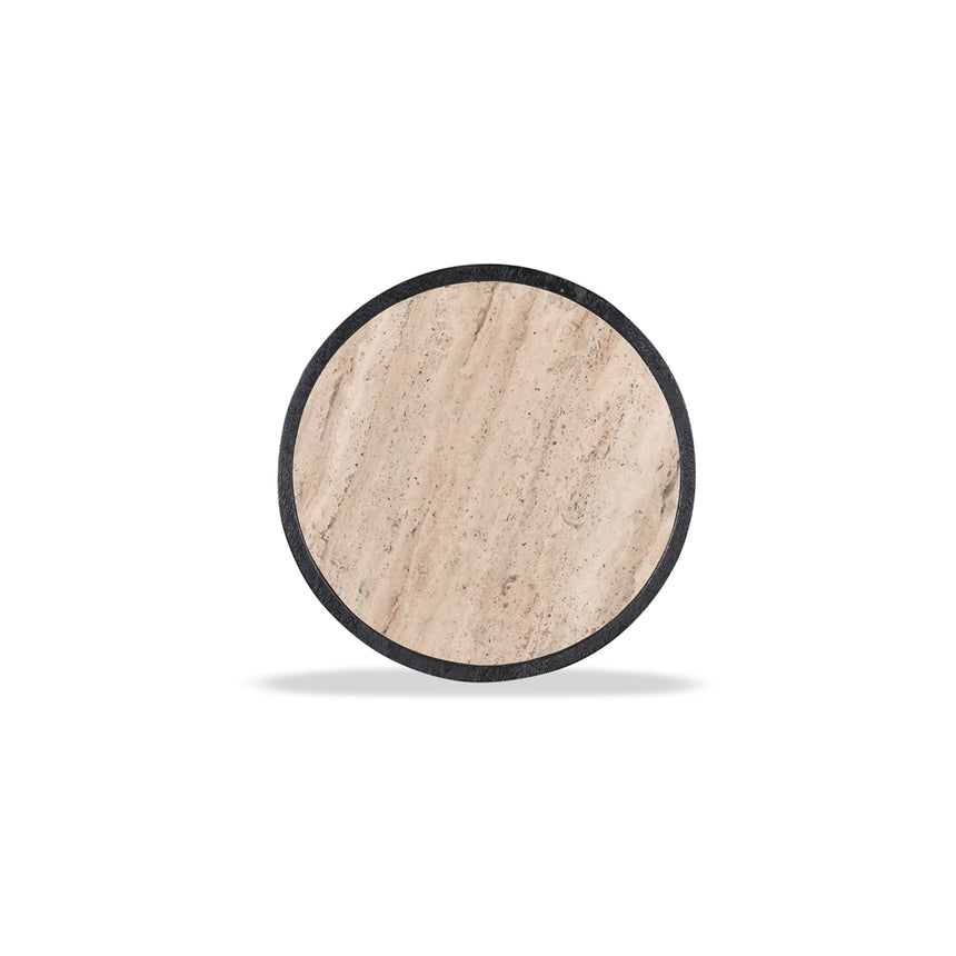 40cm Travertine Top Side Table | Black | Myka Home - View 8