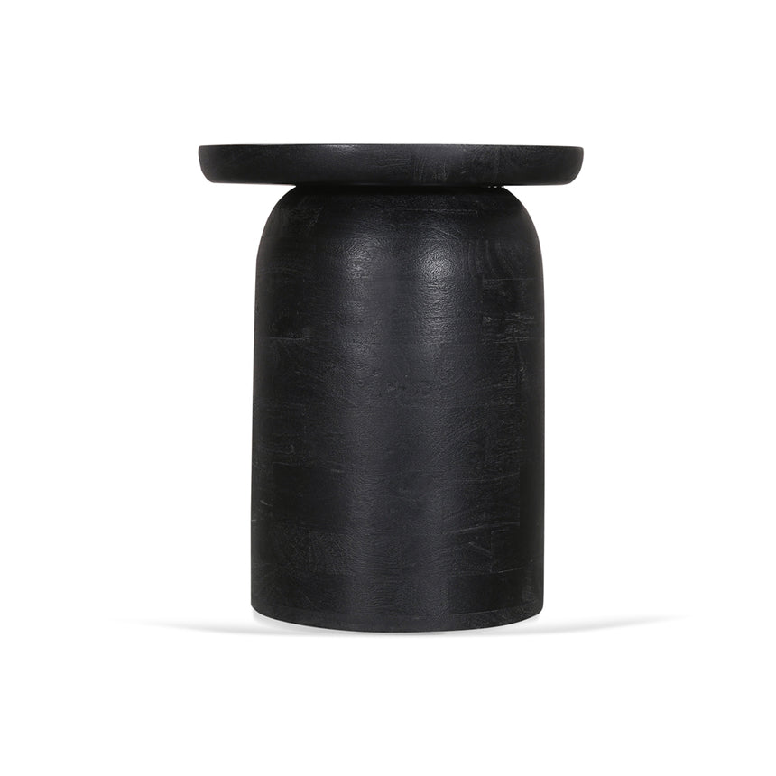 40cm Travertine Top Side Table | Black | Myka Home - View 3