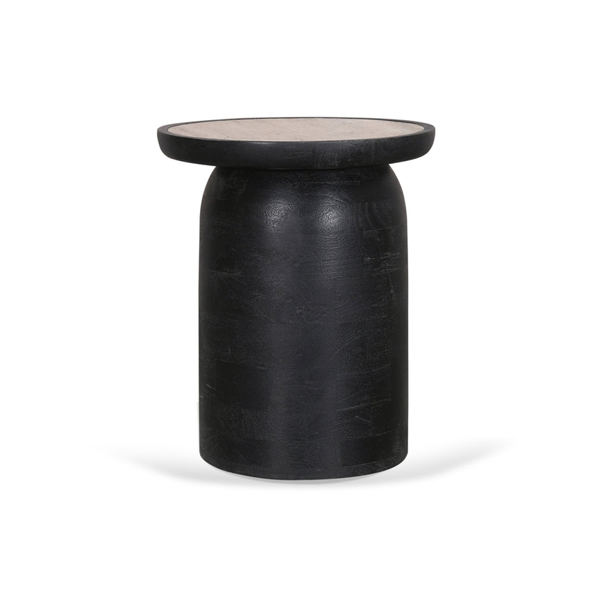 40cm Travertine Top Side Table | Black | Myka Home - View 4