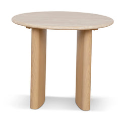 60cm Travertine Top Side Table | Crème Ash | Myka Home