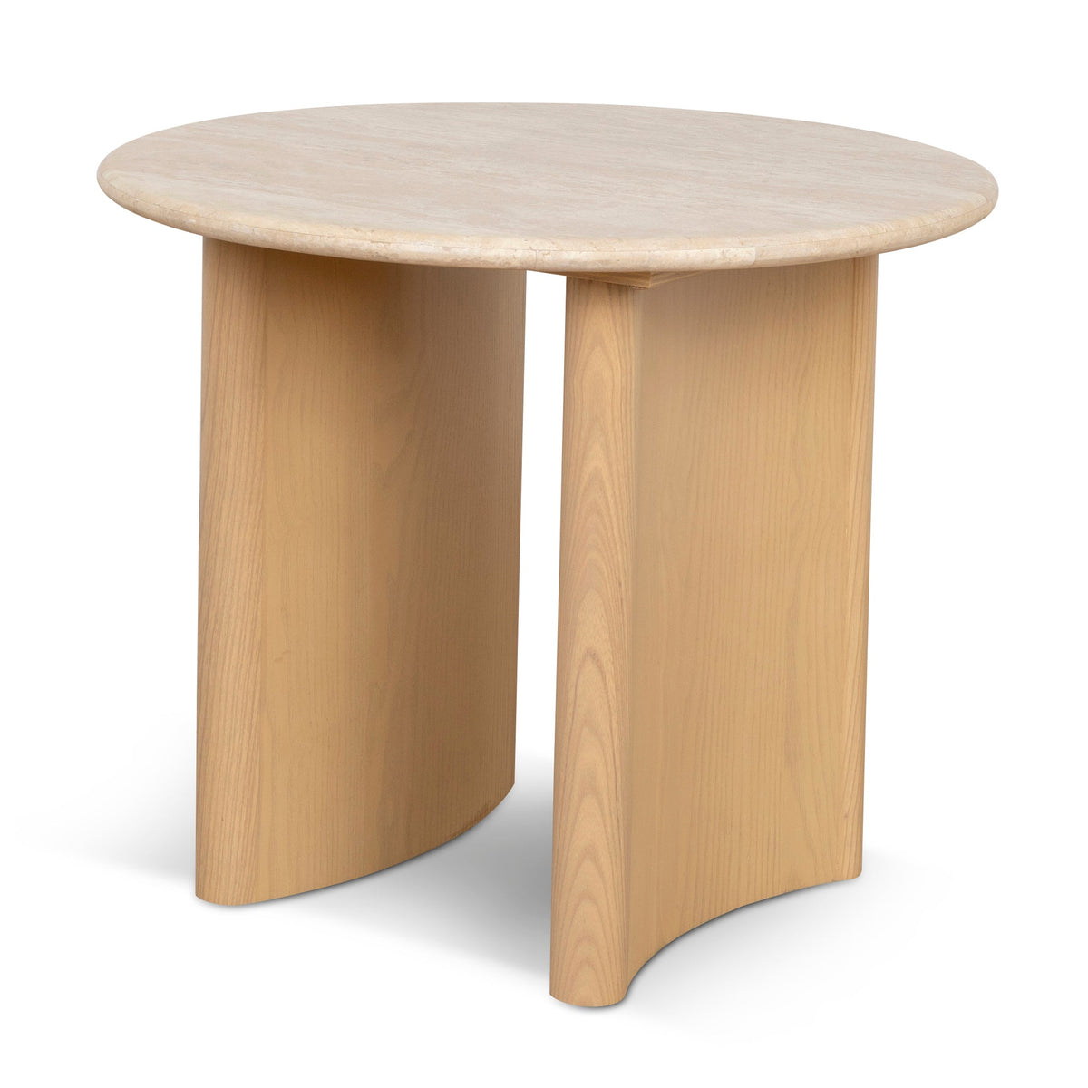 60cm Travertine Top Side Table | Crème Ash | Myka Home