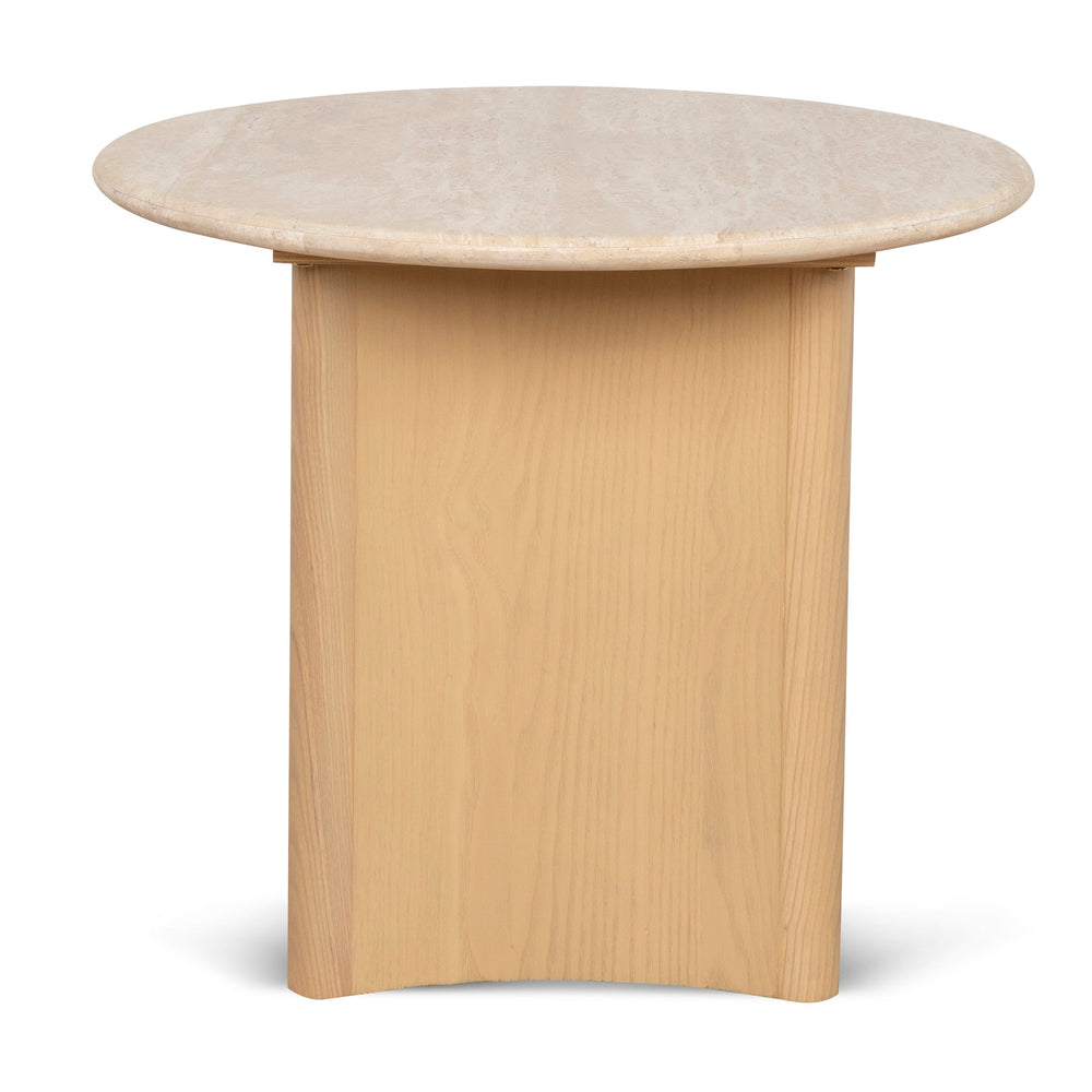 60cm Travertine Top Side Table | Crème Ash | Myka Home - View 4