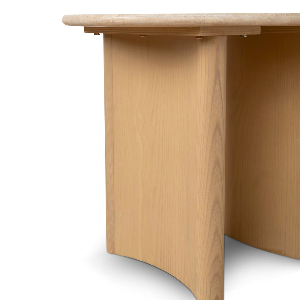 60cm Travertine Top Side Table | Crème Ash | Myka Home - View 5