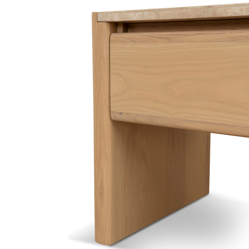 55cm Travertine Top Bedside Table | Creme Ash | Myka Home - View 10
