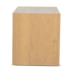 55cm Travertine Top Bedside Table | Creme Ash | Myka Home