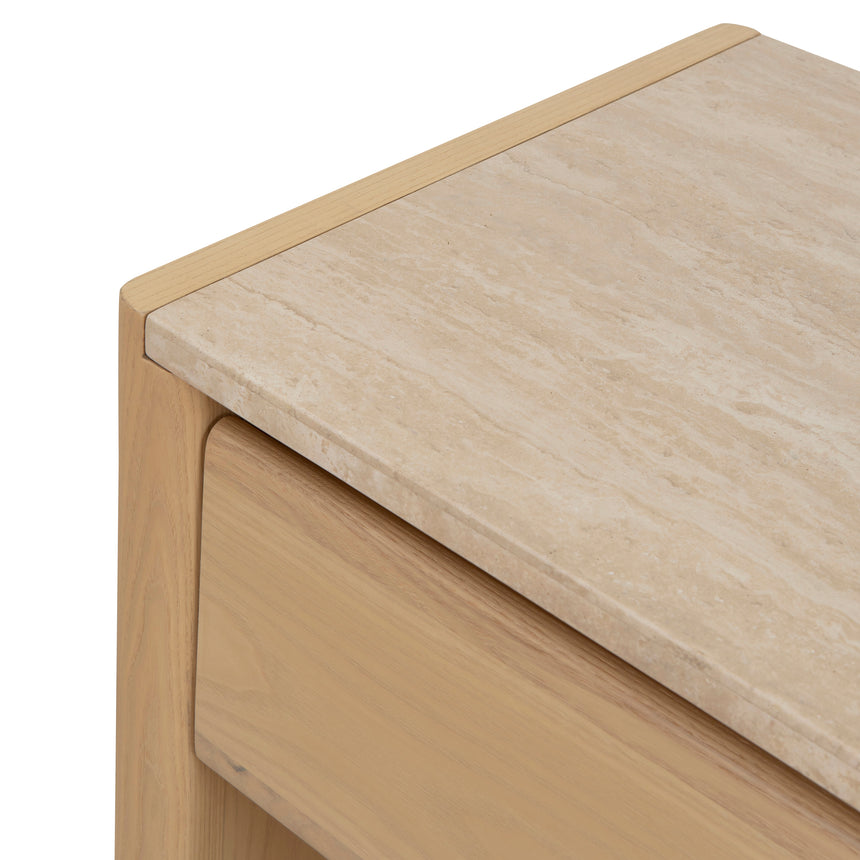 55cm Travertine Top Bedside Table | Creme Ash | Myka Home - View 6