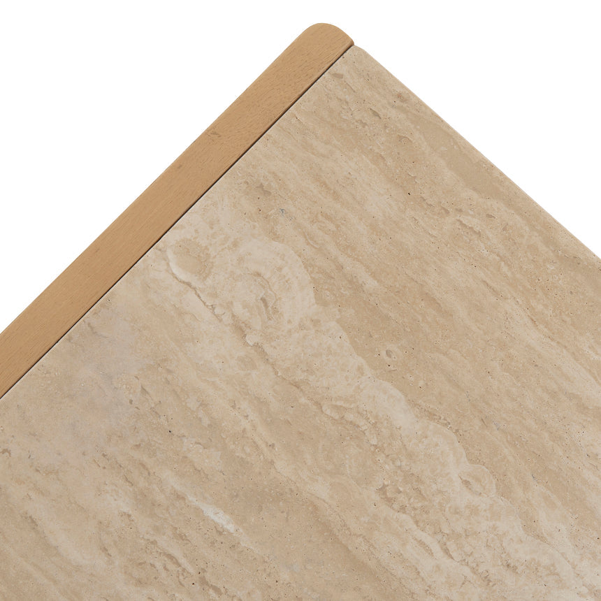 55cm Travertine Top Bedside Table | Creme Ash | Myka Home - View 9