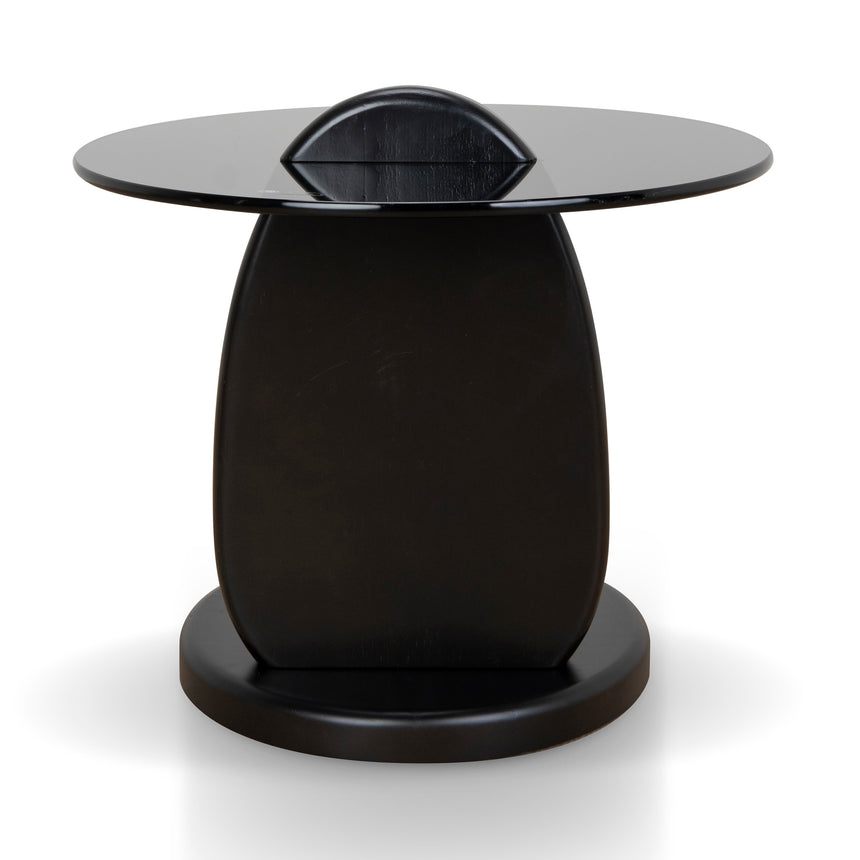 50cm Round Glass Side Table | Full Black | Myka Home - View 4