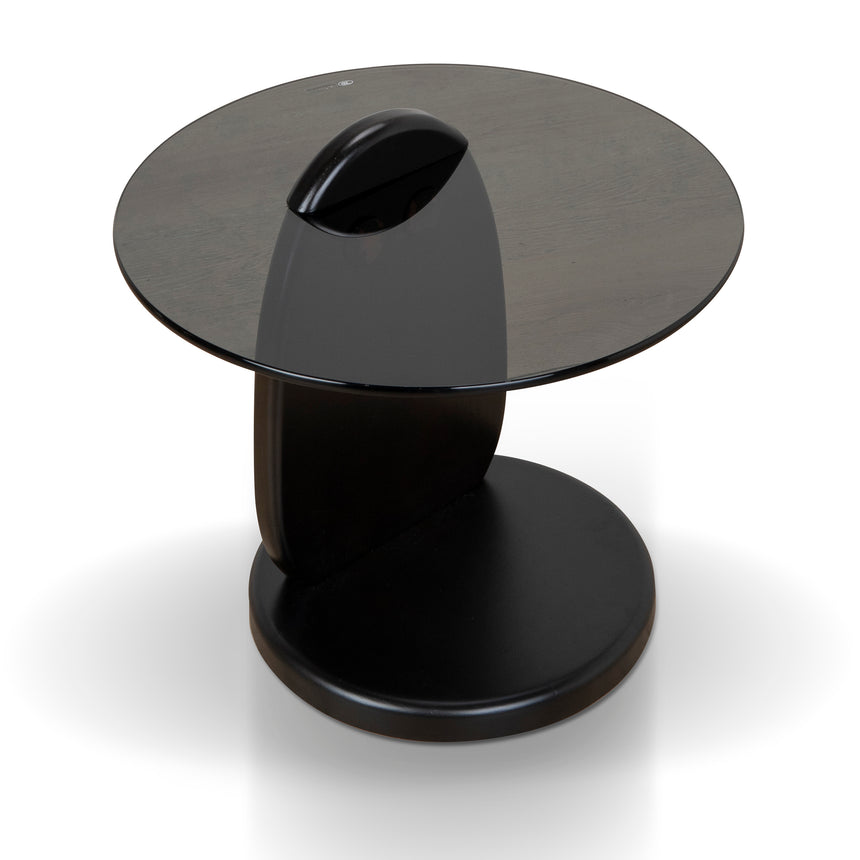 50cm Round Glass Side Table | Full Black | Myka Home - View 2