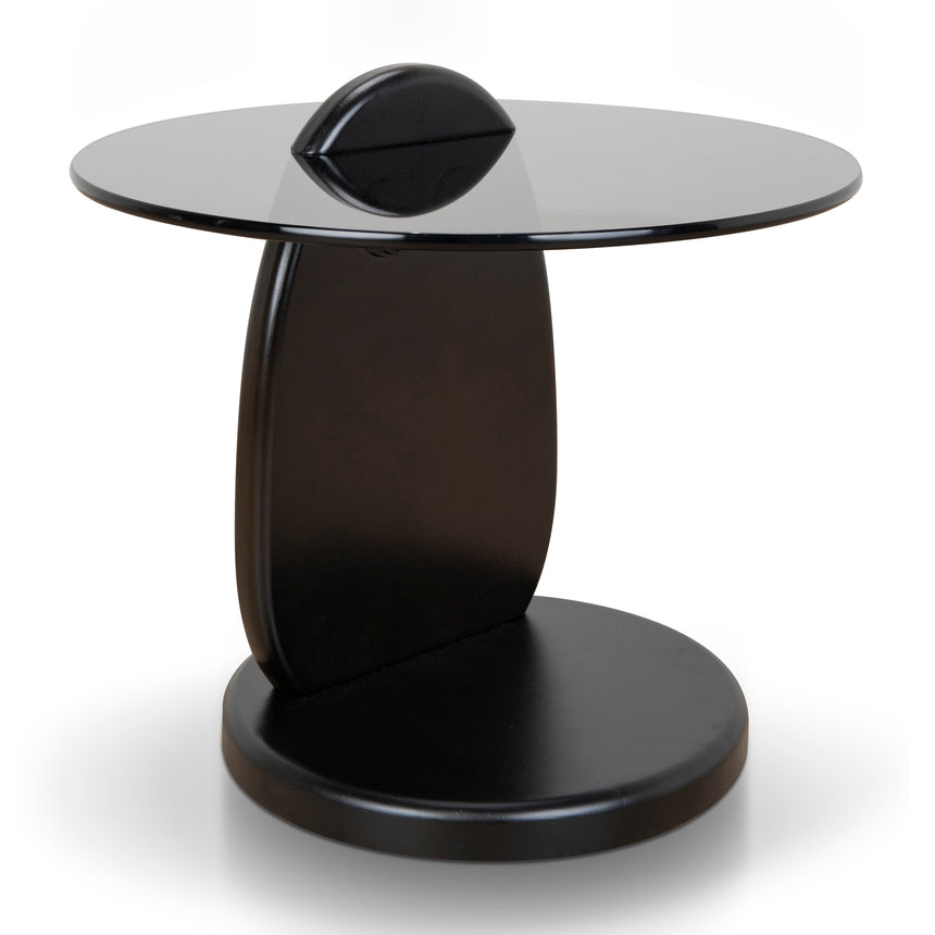 50cm Round Glass Side Table | Full Black | Myka Home