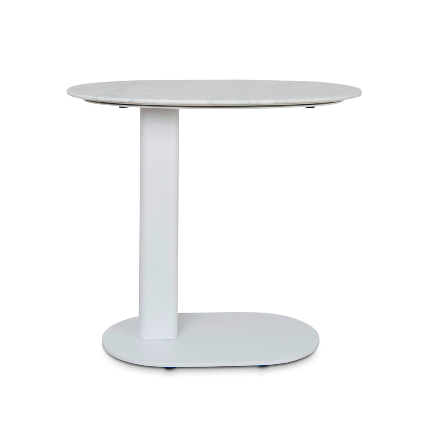 60cm Marble Side Table | White Base | Myka Home - View 2