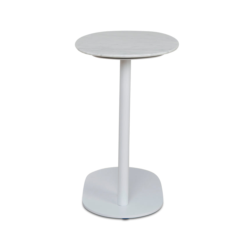 60cm Marble Side Table | White Base | Myka Home - View 3