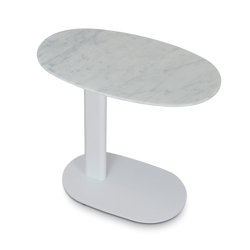 60cm Marble Side Table | White Base | Myka Home
