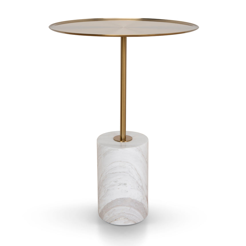 45cm Brushed Gold Side Table | Carrara Marble | Myka Home