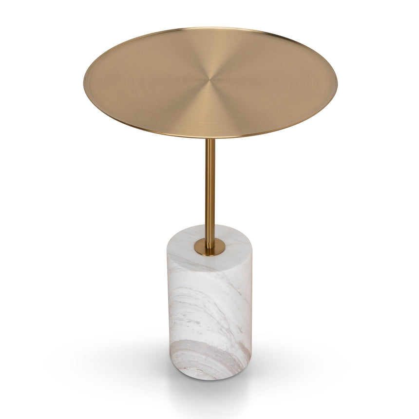 45cm Brushed Gold Side Table | Carrara Marble | Myka Home - View 2