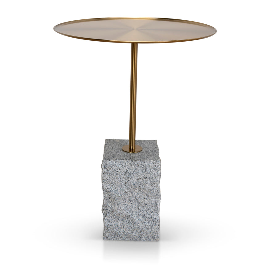 45 cm Brushed Gold Side Table | Faceted Granite Marble | Myka Home - View 2