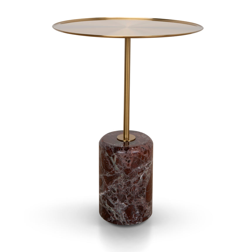 45cm Brushed Gold Side Table | Rosso Levanto Marble | Myka Home