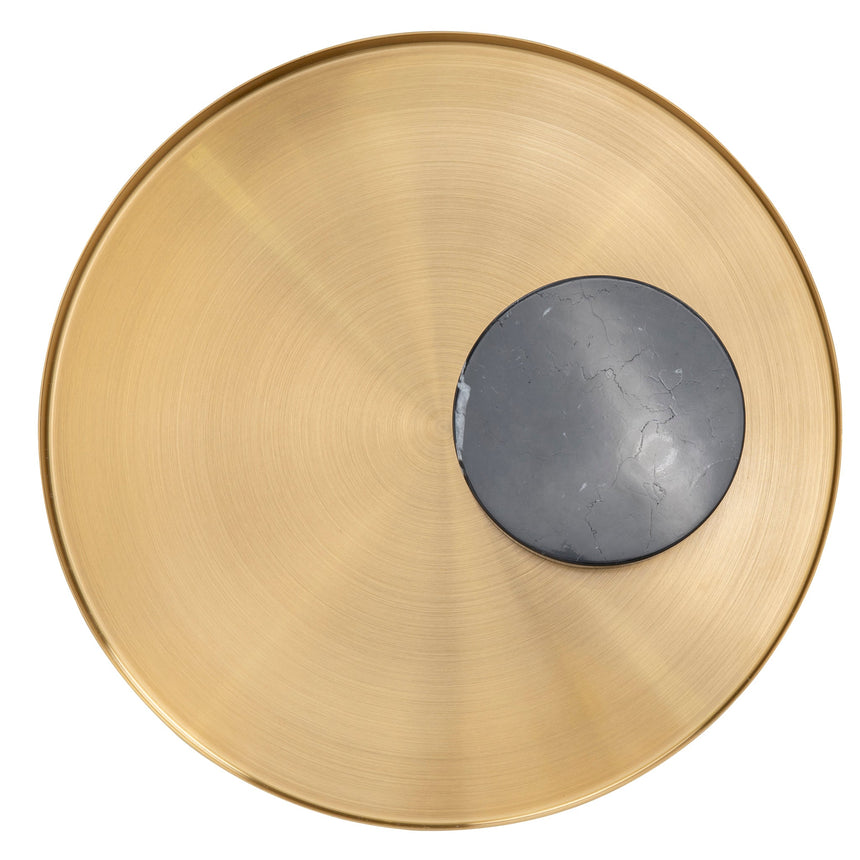 40cm Round Brushed Gold Side Table | Black Marble | Myka Home - View 6