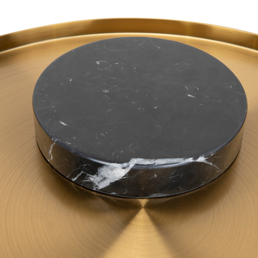 40cm Round Brushed Gold Side Table | Black Marble | Myka Home - View 8