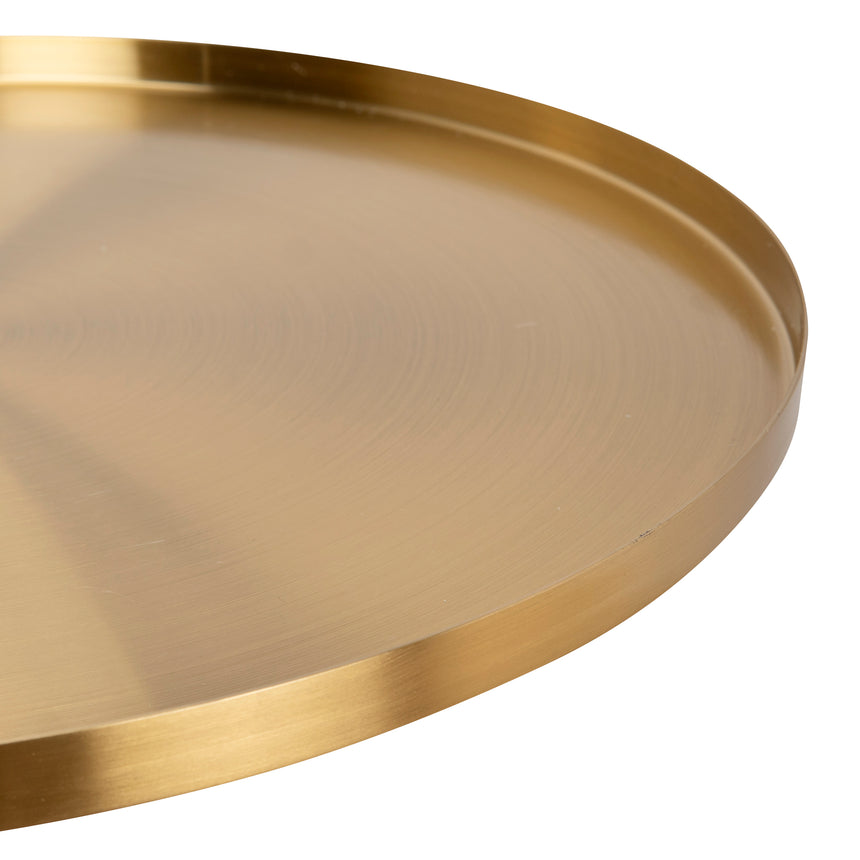 40cm Round Brushed Gold Side Table | Black Marble | Myka Home - View 11
