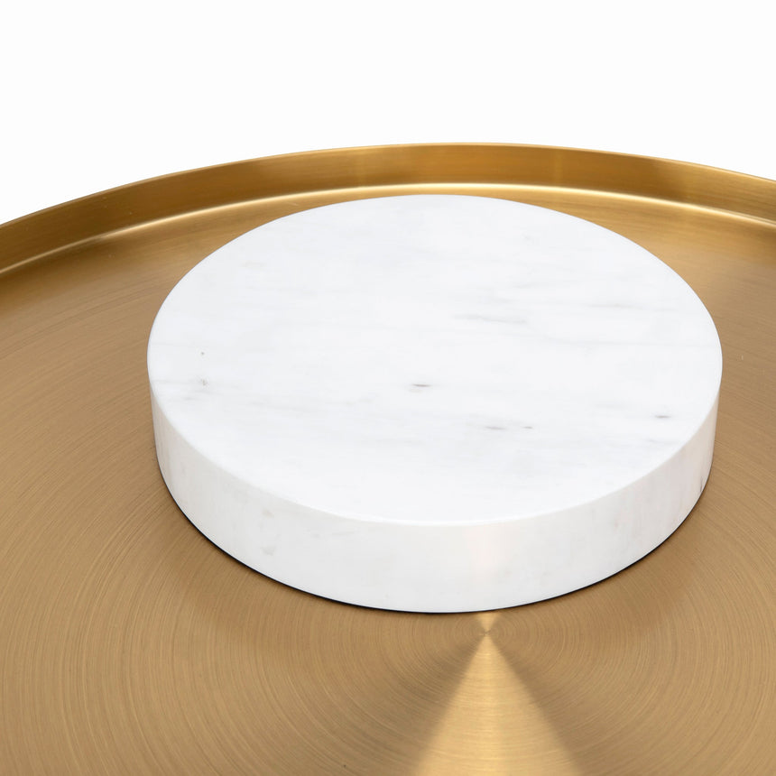 40cm Round Brushed Gold Side Table | Marble | Myka Home - View 5