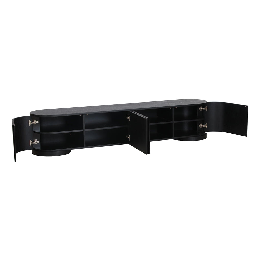 2.2m TV Entertainment Unit | Full Black | Myka Home - View 2