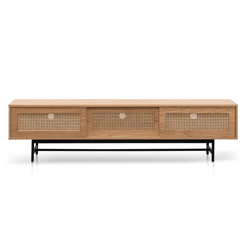 2m Natural Oak TV Entertainment Unit | Rattan Doors | Myka Home - View 2