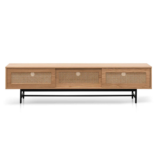 CTV6406-KD 2m Natural Oak TV Entertainment Unit - Rattan Doors