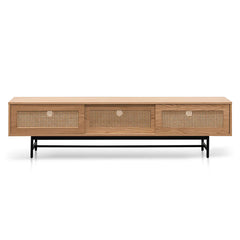 CTV6406-KD 2m Natural Oak TV Entertainment Unit - Rattan Doors