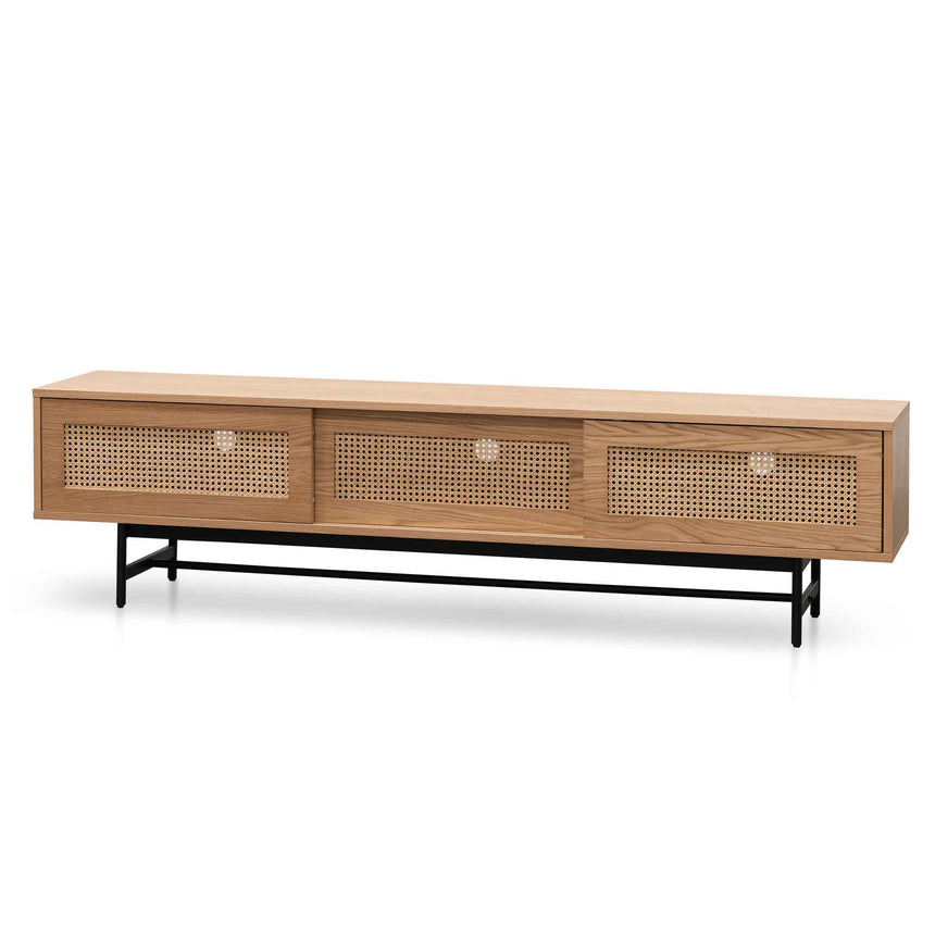 2m Natural Oak TV Entertainment Unit | Rattan Doors | Myka Home