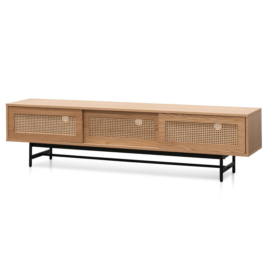 2m Natural Oak TV Entertainment Unit | Rattan Doors | Myka Home - View 3
