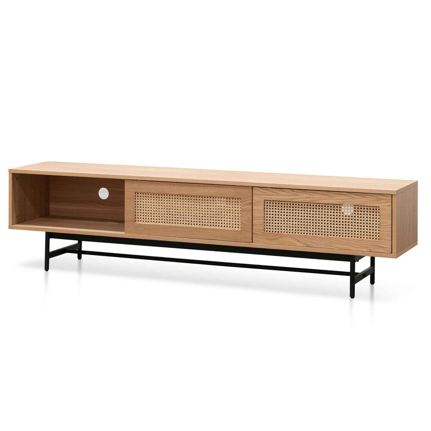 2m Natural Oak TV Entertainment Unit | Rattan Doors | Myka Home - View 4