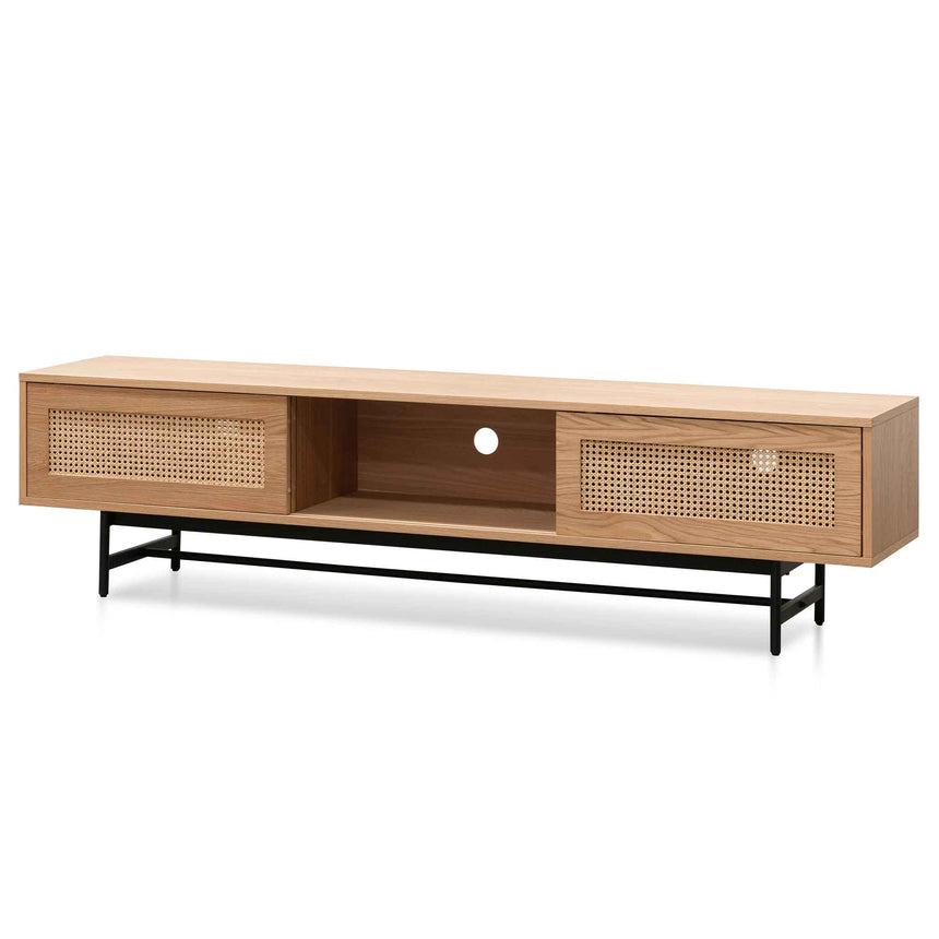 2m Natural Oak TV Entertainment Unit | Rattan Doors | Myka Home - View 5