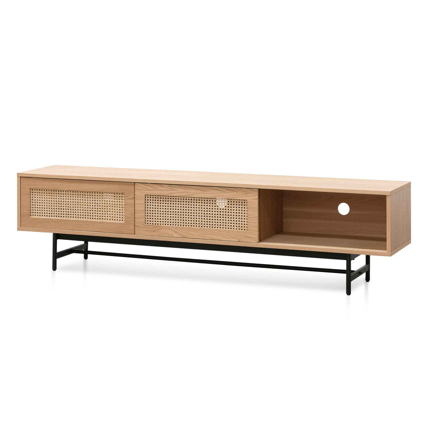 2m Natural Oak TV Entertainment Unit | Rattan Doors | Myka Home - View 6