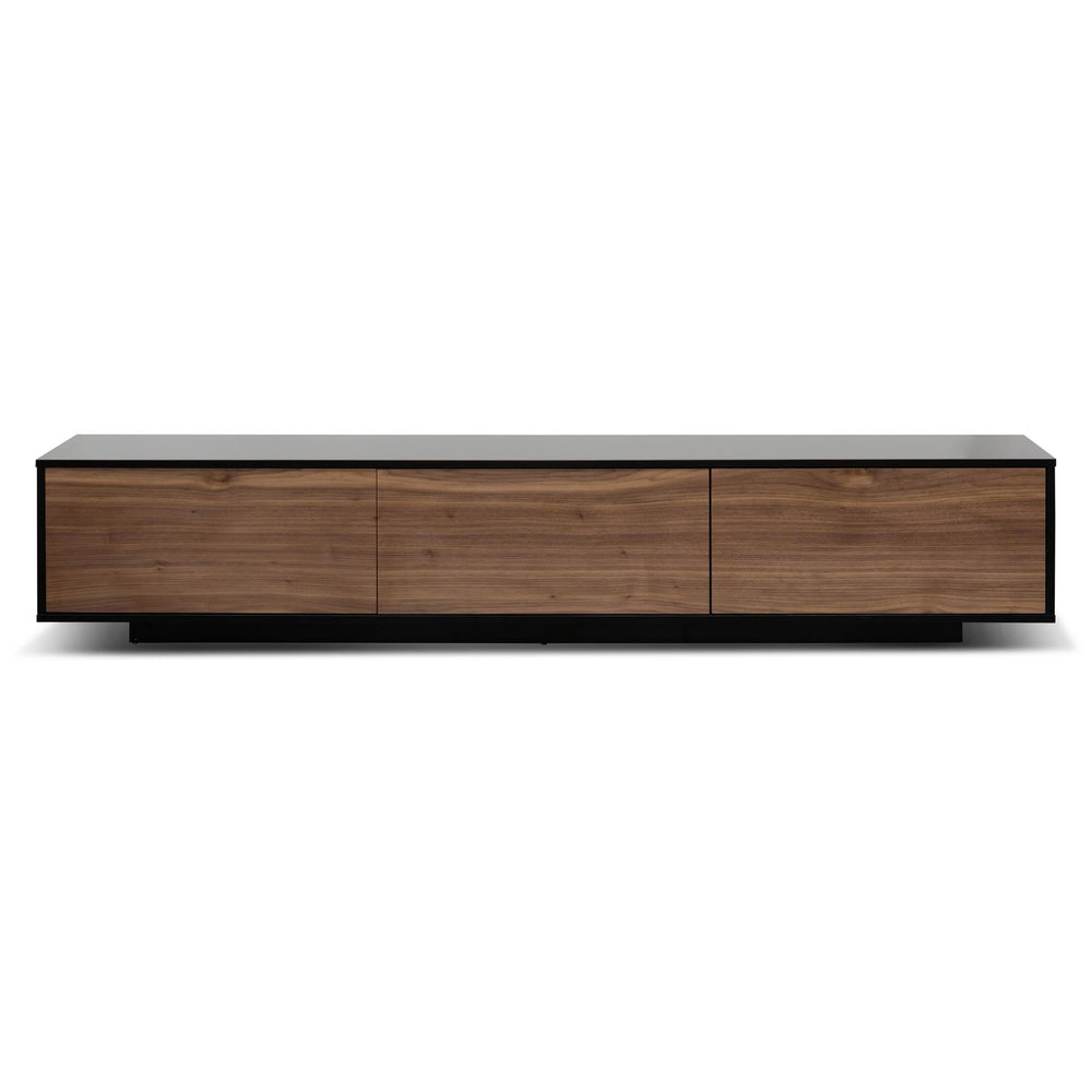 2.3m Wooden Entertainment Unit | Black with Walnut Drawers | Myka Home - View 2