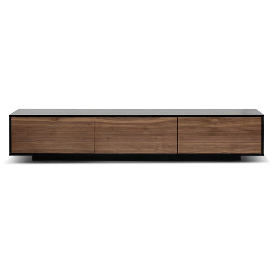2.3m Wooden Entertainment Unit | Black with Walnut Drawers | Myka Home
