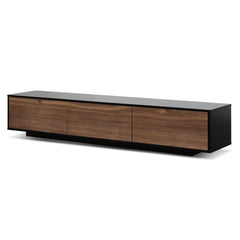 2.3m Wooden Entertainment Unit | Black with Walnut Drawers | Myka Home