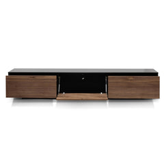 2.3m Wooden Entertainment Unit | Black with Walnut Drawers | Myka Home