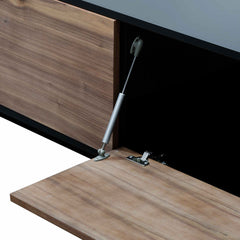 2.3m Wooden Entertainment Unit | Black with Walnut Drawers | Myka Home