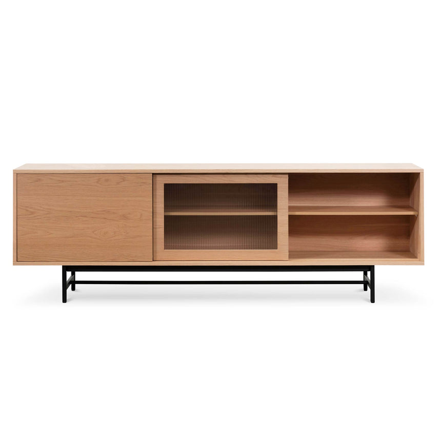 2.1m Wooden Entertainment TV Unit | Natural with Flute Gla | Myka Home - View 5