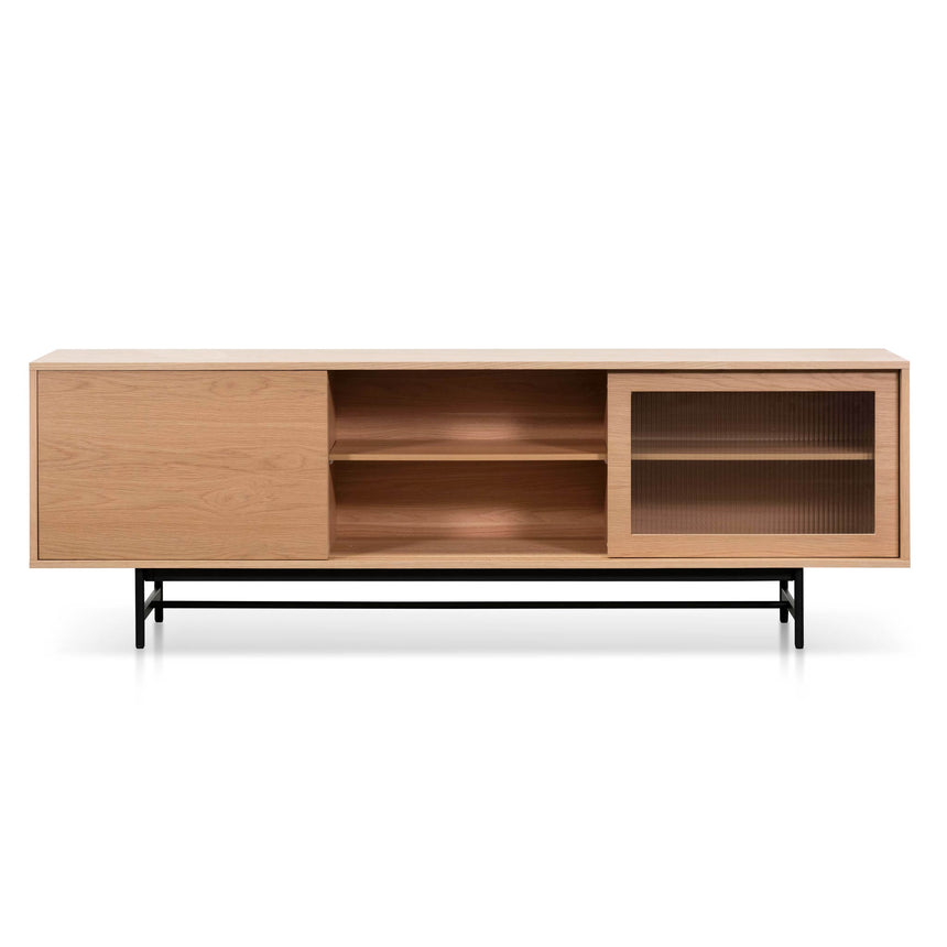 2.1m Wooden Entertainment TV Unit | Natural with Flute Gla | Myka Home - View 4