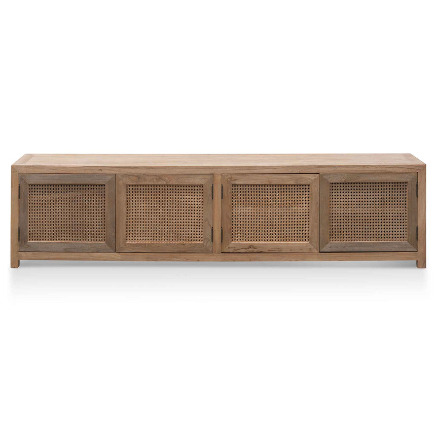 2m TV Entertainment Unit - Natural with Rattan Doors - View 2