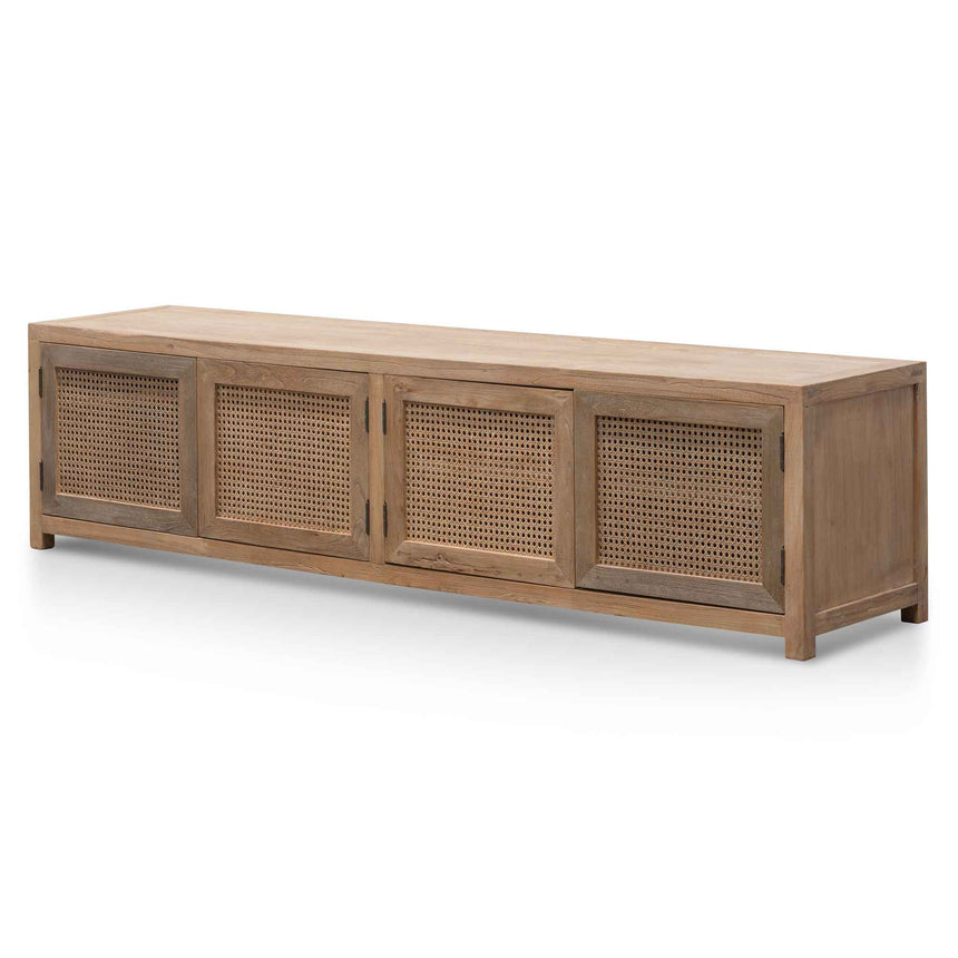 2m TV Entertainment Unit - Natural with Rattan Doors - View 3
