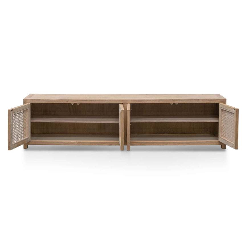 2m TV Entertainment Unit - Natural with Rattan Doors - View 6