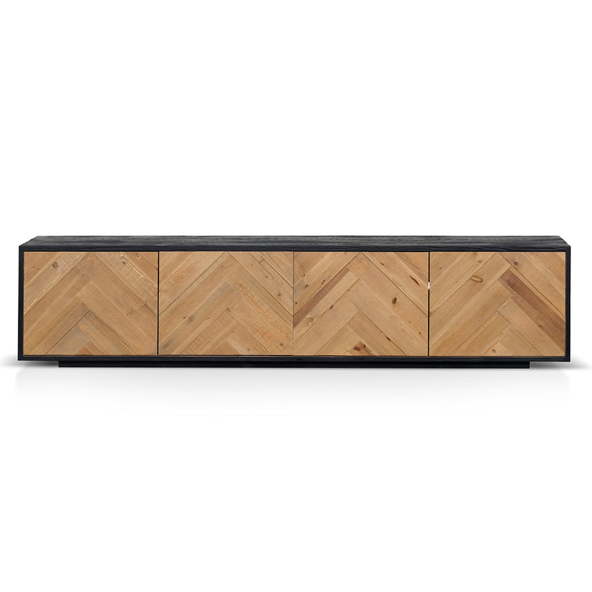 2.1m Wooden TV Entertainment Unit | Natural - Rustic Black | Myka Home - View 2