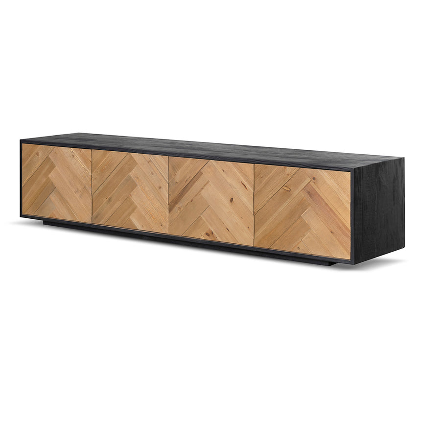 2.1m Wooden TV Entertainment Unit | Natural - Rustic Black | Myka Home - View 3
