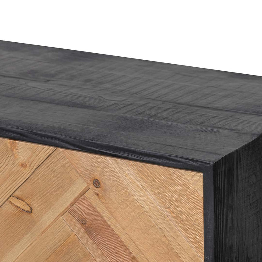 2.1m Wooden TV Entertainment Unit | Natural - Rustic Black | Myka Home - View 4