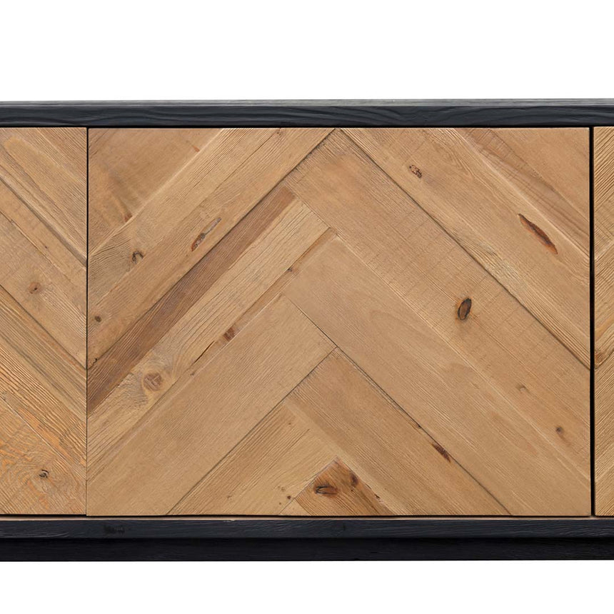 2.1m Wooden TV Entertainment Unit | Natural - Rustic Black | Myka Home - View 7
