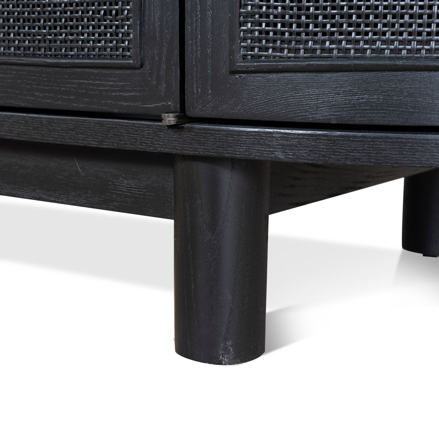 2.2m Rattan Doors TV Entertainment unit | Full Black | Myka Home - View 12