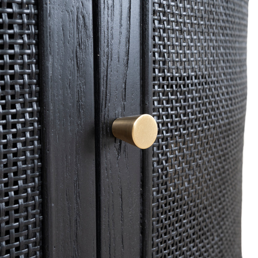 2.2m Rattan Doors TV Entertainment unit | Full Black | Myka Home - View 13